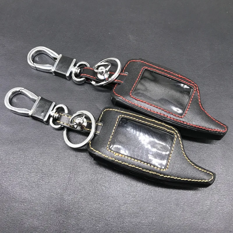 

1PCS Leather Alarm Remote Keychain Case for Scher Khan for Scher-khan Magicar 5 6 M5 M6 Cover Holder，Car Interior Accessories