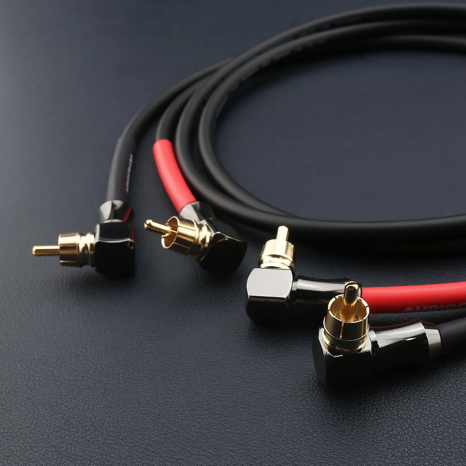 24K Gold Plated 90 Degree Angled RCA Interconnect Cable Braided HiFi Audiophile Shielded Stereo Pair for Amplifier DAC