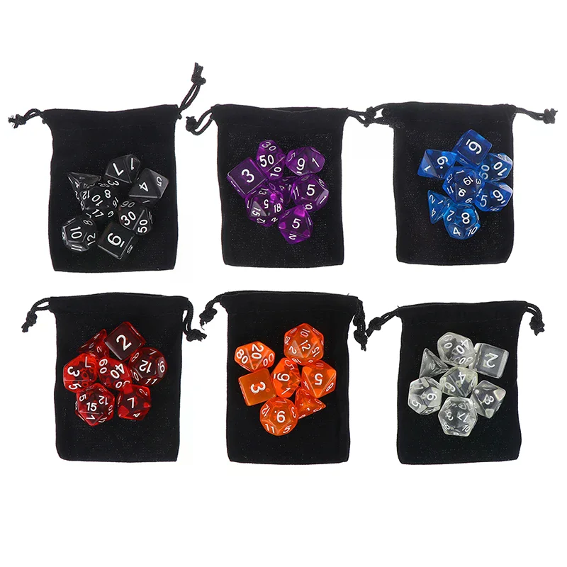 

Colour 7 Piece Polyhedral Set Cloud Drop Translucent Teal Rpg Dnd With Dice Bag