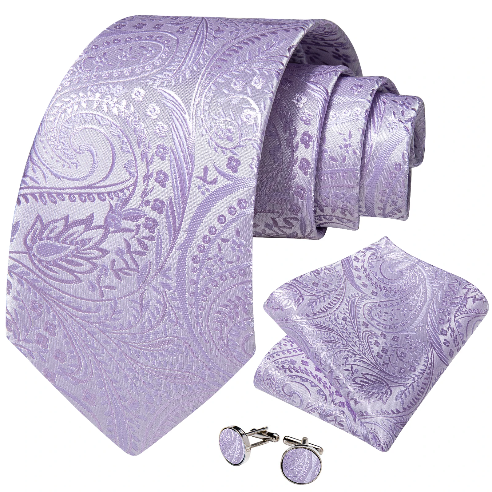 Роскошный мужской галстук, нагрудный квадратный комплект запонок с фиолетовым цветочным принтом для мужчин, подарок на свадьбу, деловую вечеринку