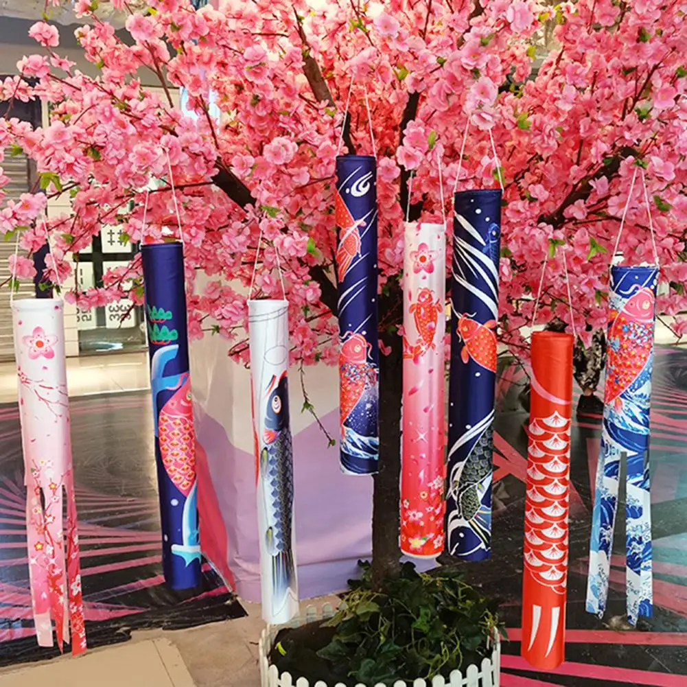 140cm Japanese Carp Windsock Fish Flag Wind Flag Cartoon Fish Flags Windsock Fish Windsock Hanging Fish Flag Streamer Home Decor