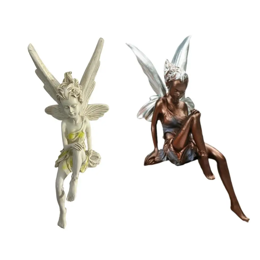 Garden Fairy Figurine Decoration Statue Sitting Faery 7'' Sculpture Decor