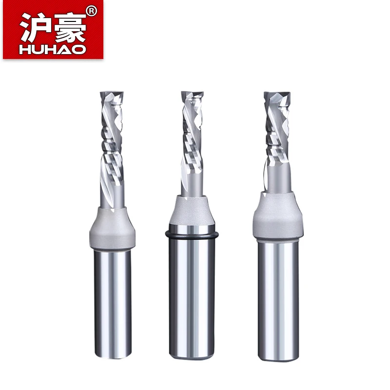 HUHAO Woodworking Router Bit Compound Spiral Router Bit  Engraving Slotting and Trimming Straight Sprial Milling Cutter