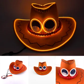 LED light up Firefist Ace One Piece Cap żółty świecący Portgas D Ace kostium kapelusz dla cosplay One Piece anime miłośników kapelusza
