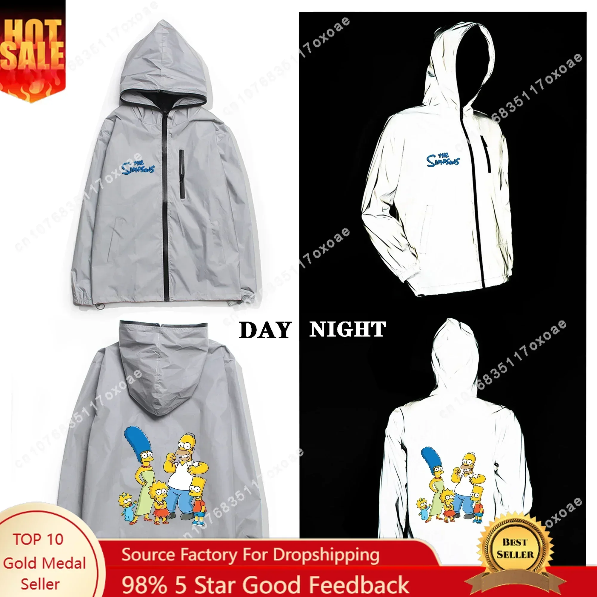 T-The Reflective Jacket Mens Womens Coat Hooded Windbreaker Pocket Jackets S-Simpsonss Anime Cartoon Manga Custom Made Hoodie