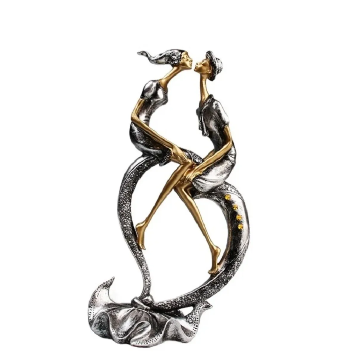 Couple Sculpture Romantic Love Figurine Home Decor Modern Abstract Resin Statue Minimalist Art Ornament for Living Room Bedroom