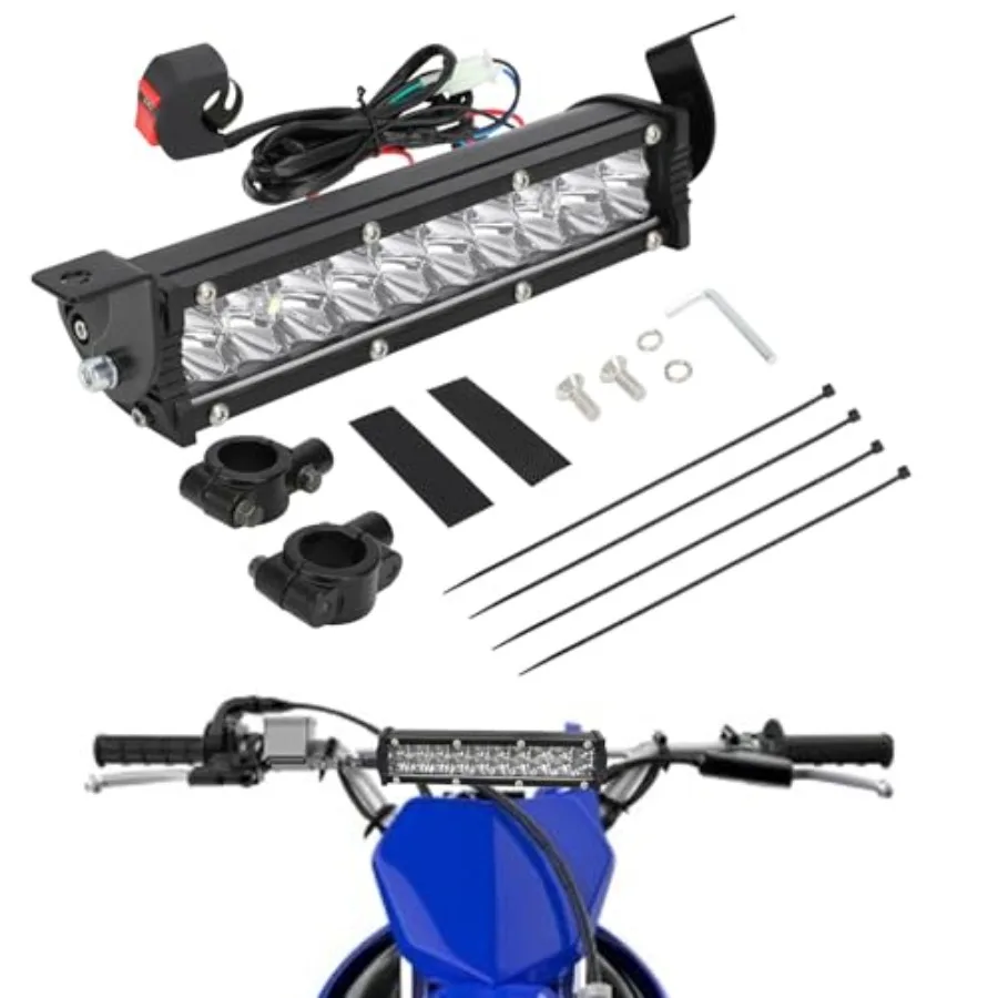 

Dirt Bike LED Light Bar Plug-Play 60W 4200Lm Driving Light Kit 7/8" Handlebar Universal for CRF XR RM KX KLX TTR PW SSR Apollo