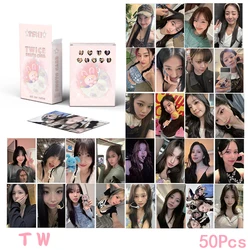 50 pz/set KPOP TWICENew Album Laser Card LOMO Card AEYOUNG DAHYUN JIHYO MOMO NAYEON Girl Collection Gift cartolina Photo Card