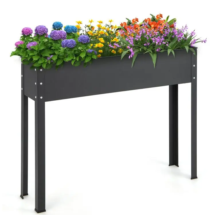 

Metal Raised Garden Bed with Legs and Drainage Hole for Vegetable Flower