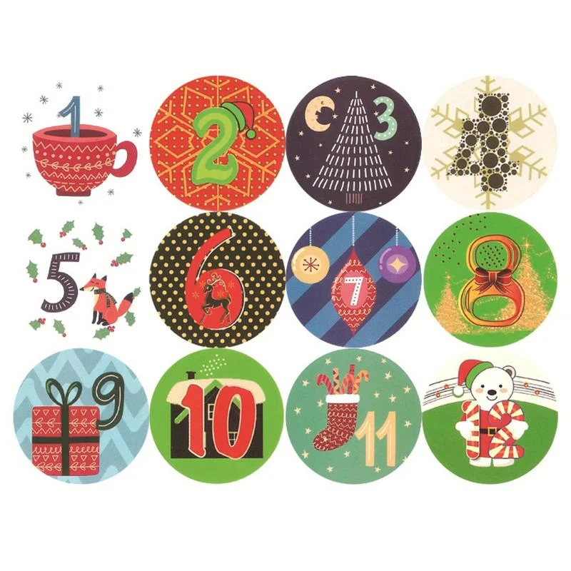 10 Sheets Christmas Gift Stickers Christmas Advent Calendar Number Paper Stickers Multifunctional DIY Gift Wrapping Labels