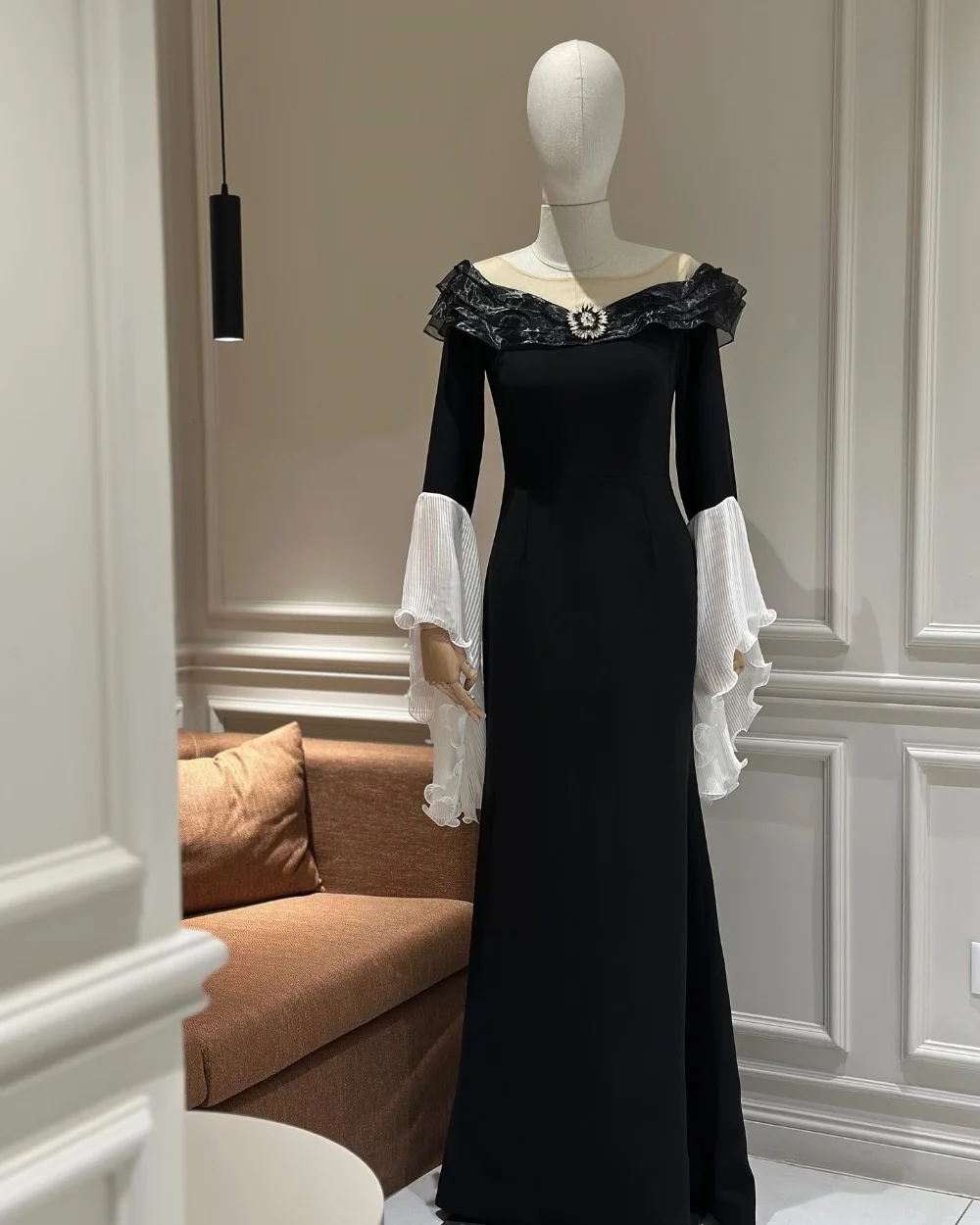

Customized Elegant Jersey Pleat Sequined Trumpet Scoop Neck Long Dresses Quinceanera Bespoke Occasion Sparkle