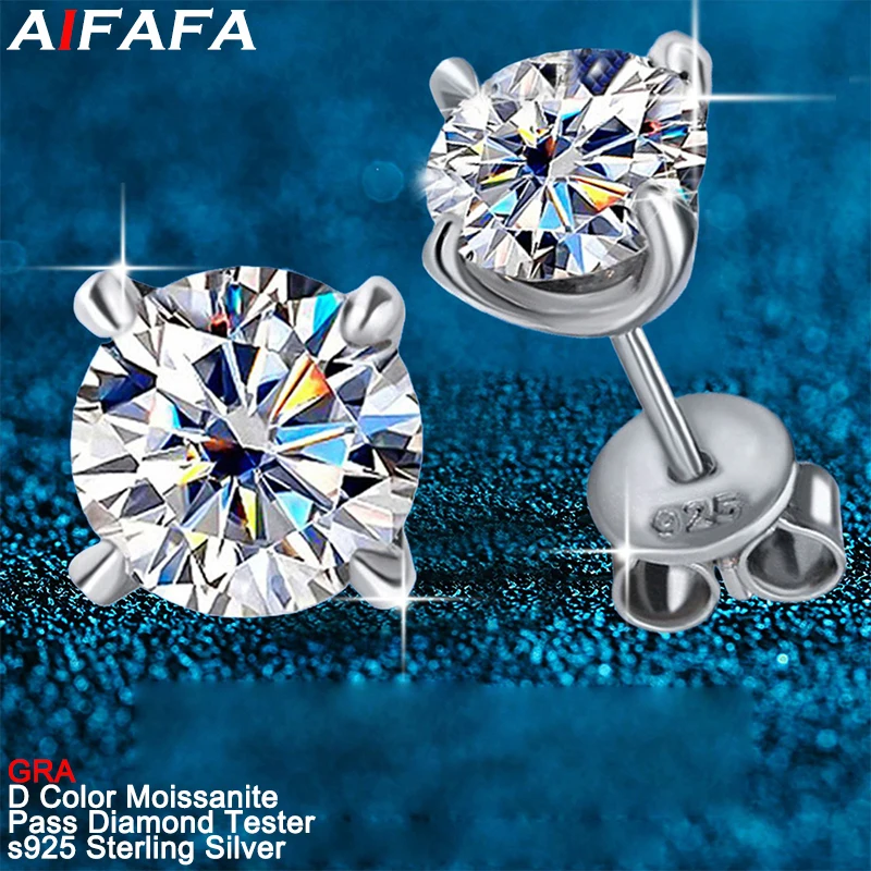 

Серьги-гвоздики с муассанитом и бриллиантами настоящего цвета D, 100% стерлинговое серебро s925, муассанитовая пластина-гвоздик, белое золото 18 карат, ювелирные изделия