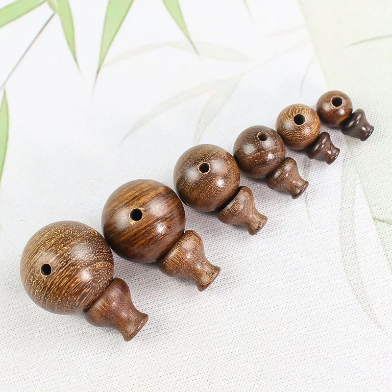 5 ensembles de boules rondes en bois de soie doré naturel, trois trous, perles d'extrémité, breloques, collier, Bracelets, entretoises de boucle en bois à trois voies