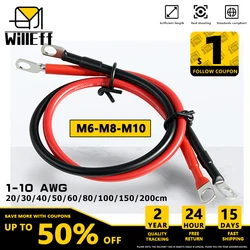 Battery cable inverter cable Terminal cable Soft Car battery jumper wire Black Red With M6/M8/M10 lug cable connecting cable
