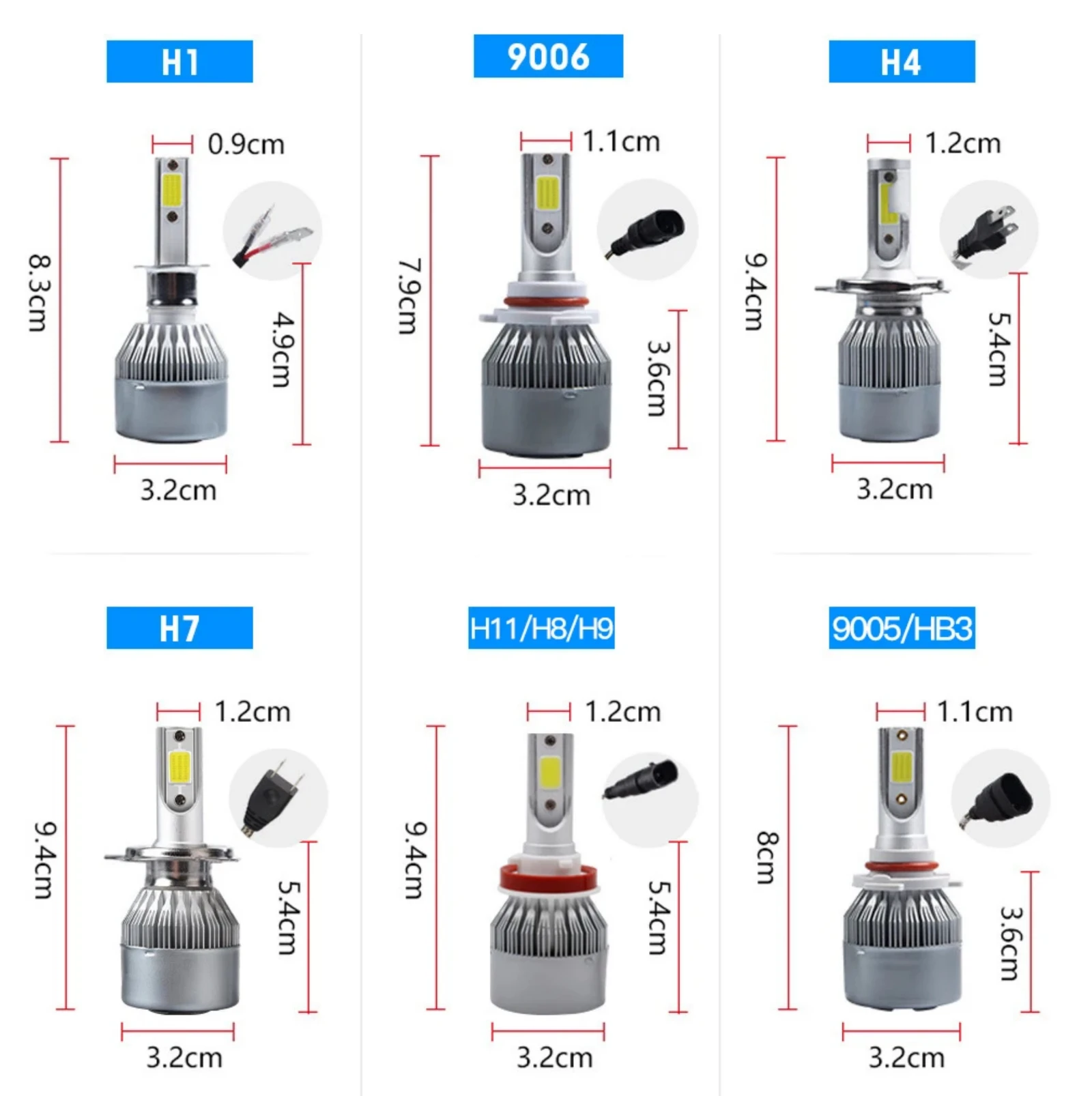 2 قطعة C6 72 واط H11 H4 مرحبا/لو H1 H7 COB LED H11 HB3 9005 HB4 9006 سيارة المصابيح الأمامية سيارة الضباب الخفيف 12 فولت 7200LM السيارات المصابيح الأمامية