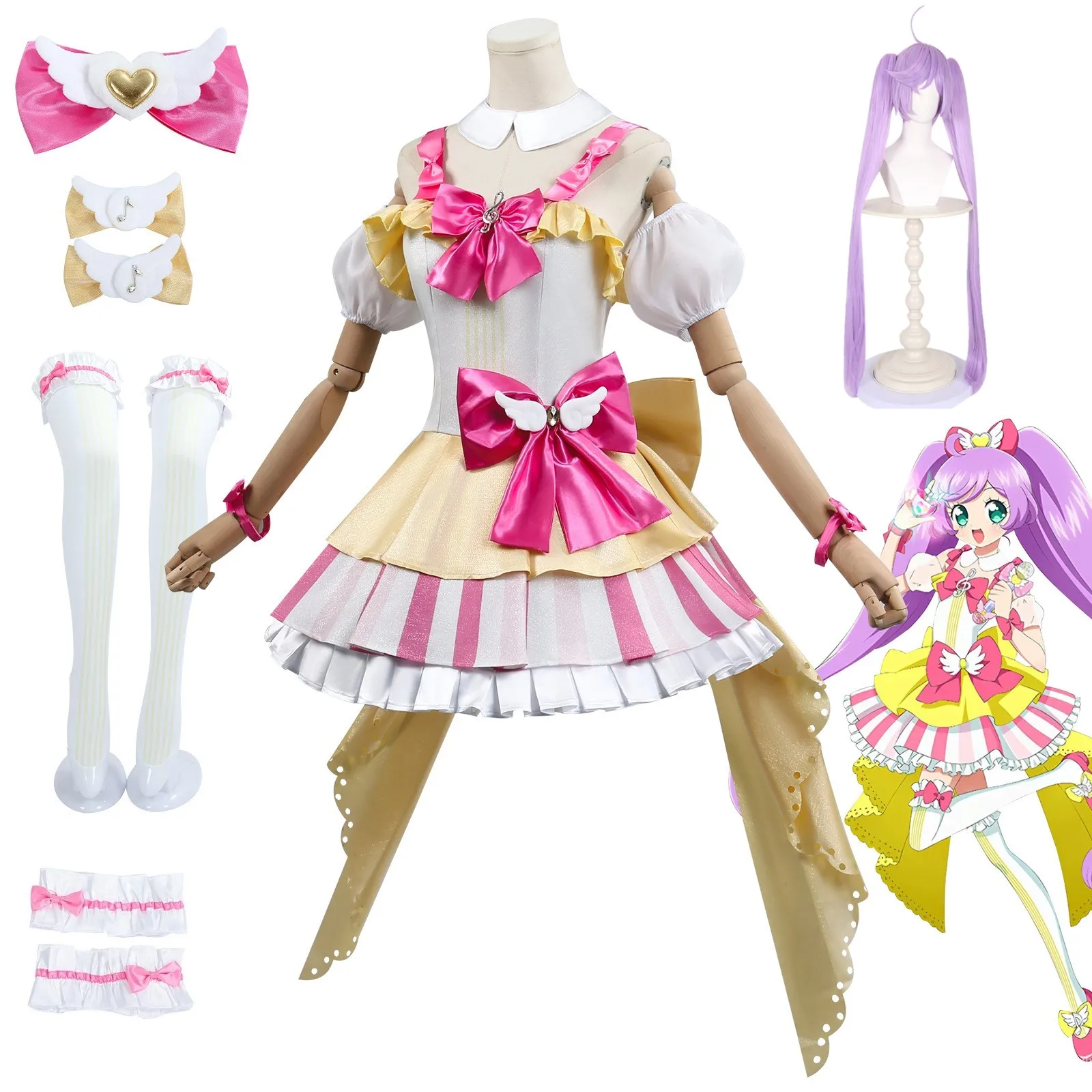 

Manaka Laala Cosplay Anime Pripara Costume Lala Wig Girl Princess Dress Suit Halloween Party Role Play Outfit for Woman Girl