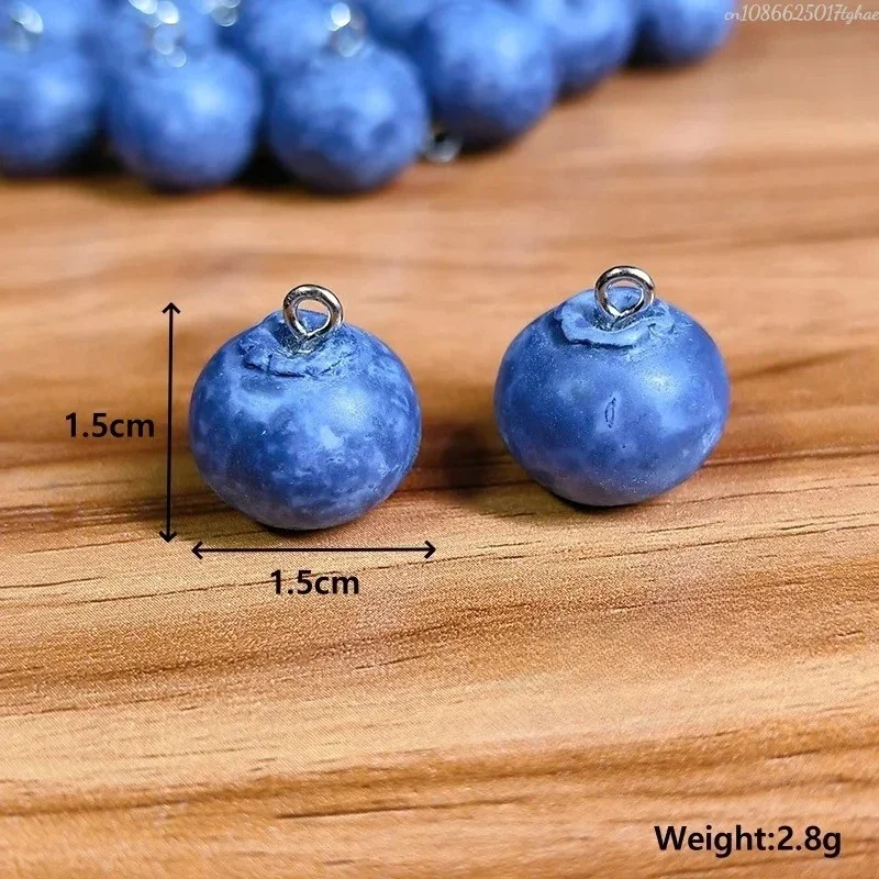 

3D Small Blueberry Resin Charms Cute Simulated Fruit Food Pendant DIY For Earring Necklace Jewelry Make Accessory 10PCS