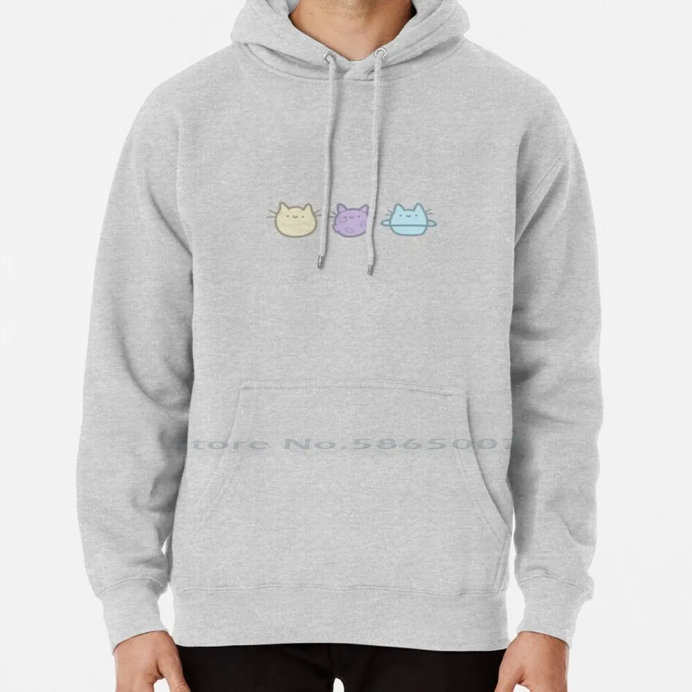 

Planet Cats Hoodie Sweater 6xl Cotton Simple Cute Kawaii Creature Teabag Cartoon Uwu Cat Planets Moon Space Kitty Saturn Meow