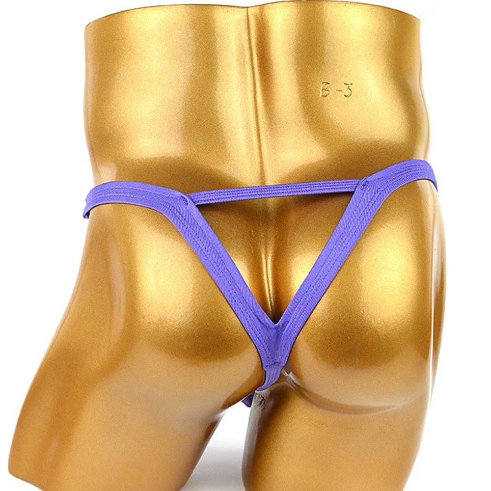 1pc Purple Yellow Red Men G-string Thong Jockstrap Pouch Bikini Underwear Sissy Briefs Elastic Fabric Panties