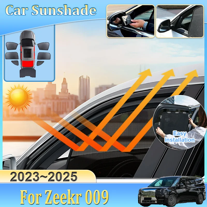 

Car Mesh Sunshade For Zeekr 009 2023 2024 2025 Blackout Mesh UV Protection Heat Insulation Windshield Curtain Auto Accessories