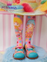 Mikumn Original Design Harajuku Pink Cartoon Girl Print Knitted Long Socks Japanese Y2k Kawaii Women Socks