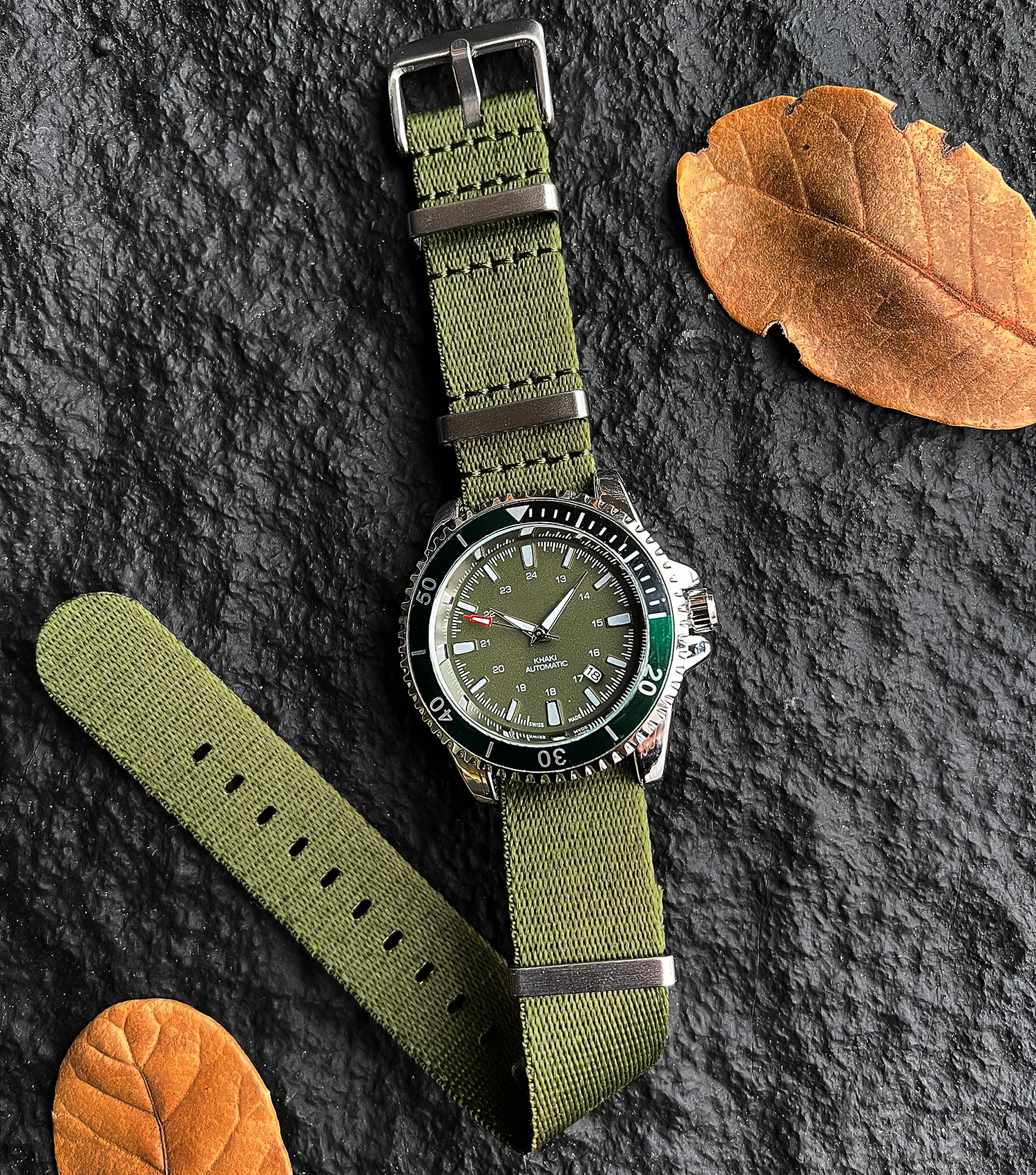 Nylon-Uhrenarmband, 20 mm, 22 mm, bequeme Uhrenarmbänder, Schlaufe, militärisch, waschbar, für Herren-Uhrenarmbänder – Detail 9