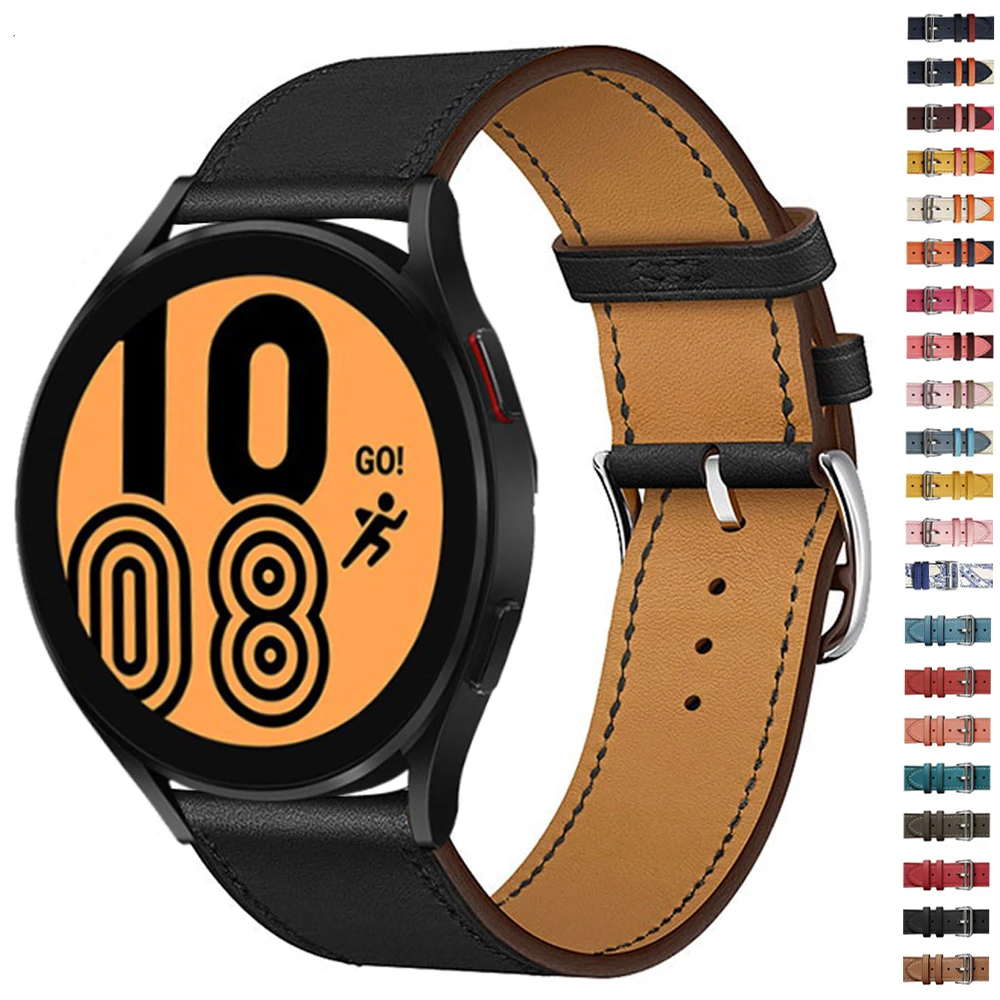 20mm 22mm Leather Band For Samsung Galaxy watch 5 pro/Active 2/3/S3/Huawei GT-2-Pro Bracelet Galaxy Watch 6/5/4 44mm 40mm strap