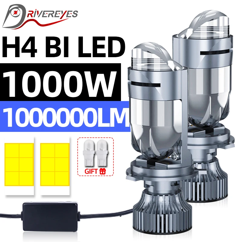 Bi LED H4 Projector Lens 1000W Car Light Canbus No Error 5570 CSP Turbo Motorcycle Lamps STG PTF High Low Beam 12V 24V Plug&Play