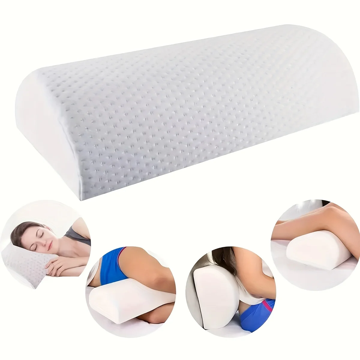 1 piece leg, knee, lower back pillow, crescent shape viscoelastic foam pillow, half roll pillow, lower back relaxation, very sui