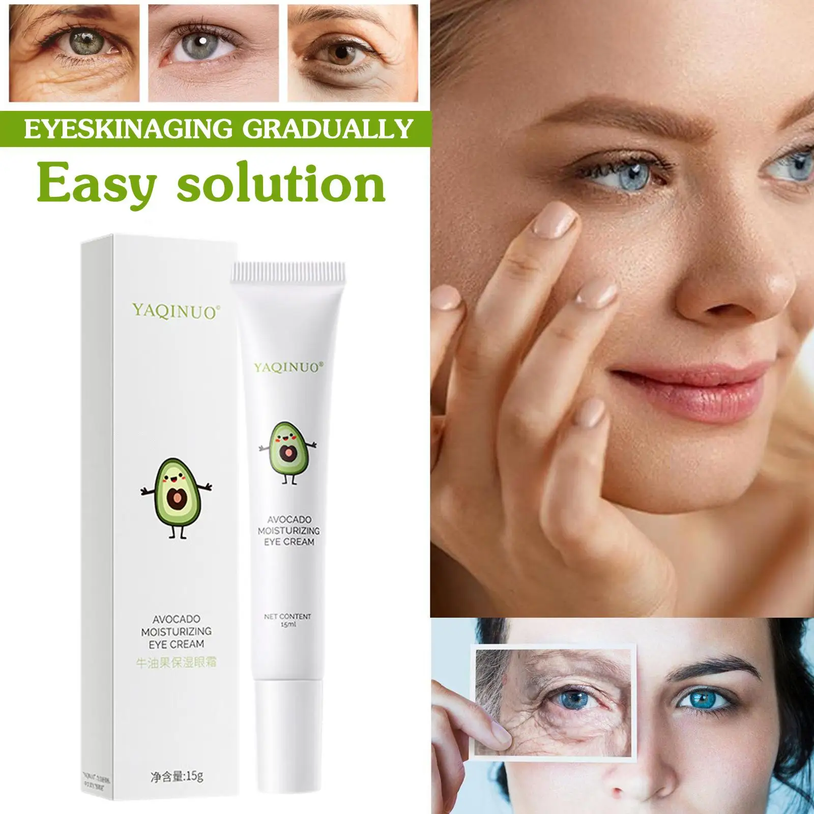 3X 15g Avocado Moisturizing Eye Cream For Dark Circles Nourishing Firming Skin Eye Eye Cream For Under Eyes Anti-wrinkle Cream