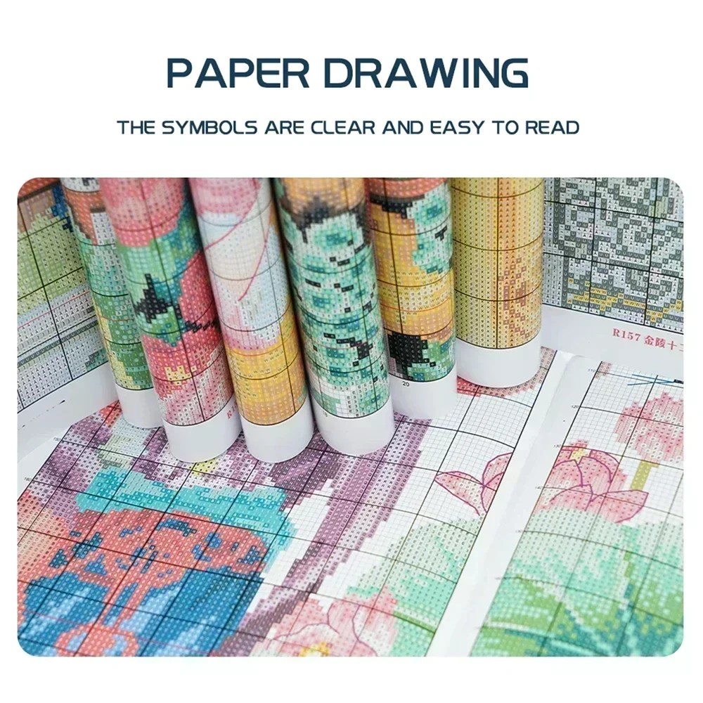 Maydear Cross Stitch Kit,  11CT/14CT/16CT/9CT Aida Fabric,DMC Threads Sewing Pattern Embroidery Set-Schoolbag with Lavenders
