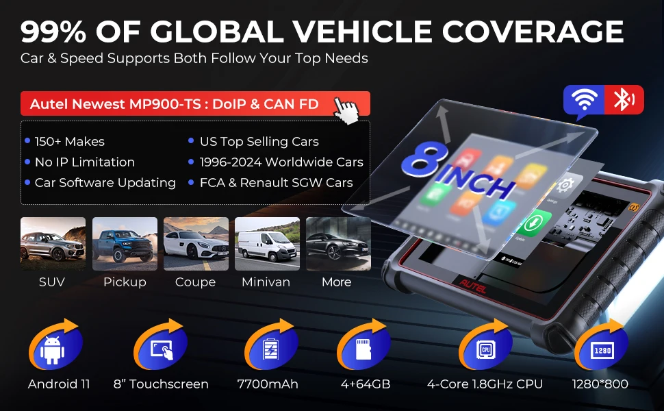 Autel MaxiPRO MP900TS MP900 TS OBD2 Diagnostic Scanner TPMS Programming Coding Tools 8 inch 40 Service