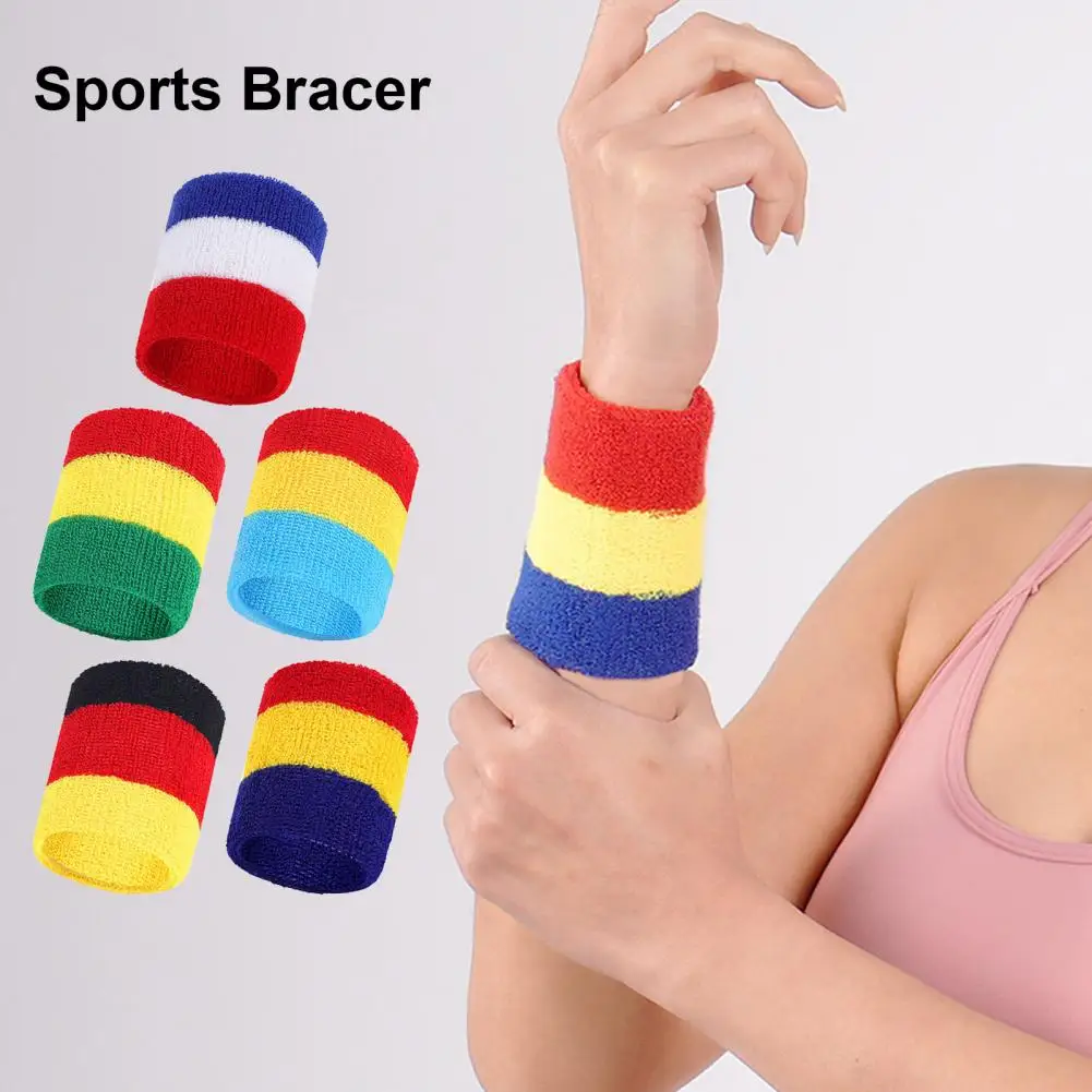 

8cm Sports Wristband Rainbow Striped Sweatbands Wrist Support For Men Women Gym Sports Supplies Breathable Elastic Wrist Brace