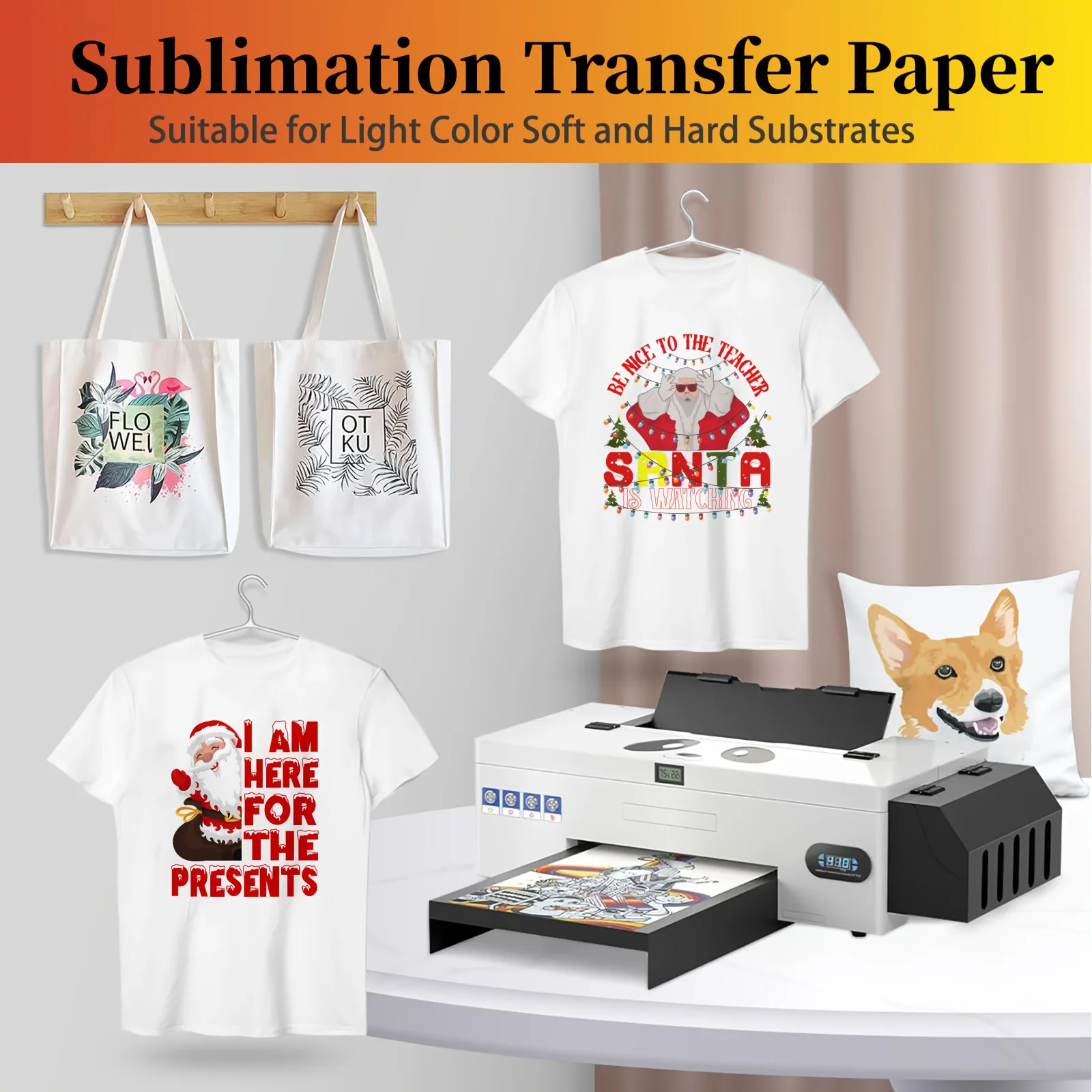 HUSPER A4 Sublimation Paper 100 Sheets 105g Compatible with Inkjet Printer Heat Transfer for T-shirts Mugs Personalized Projects