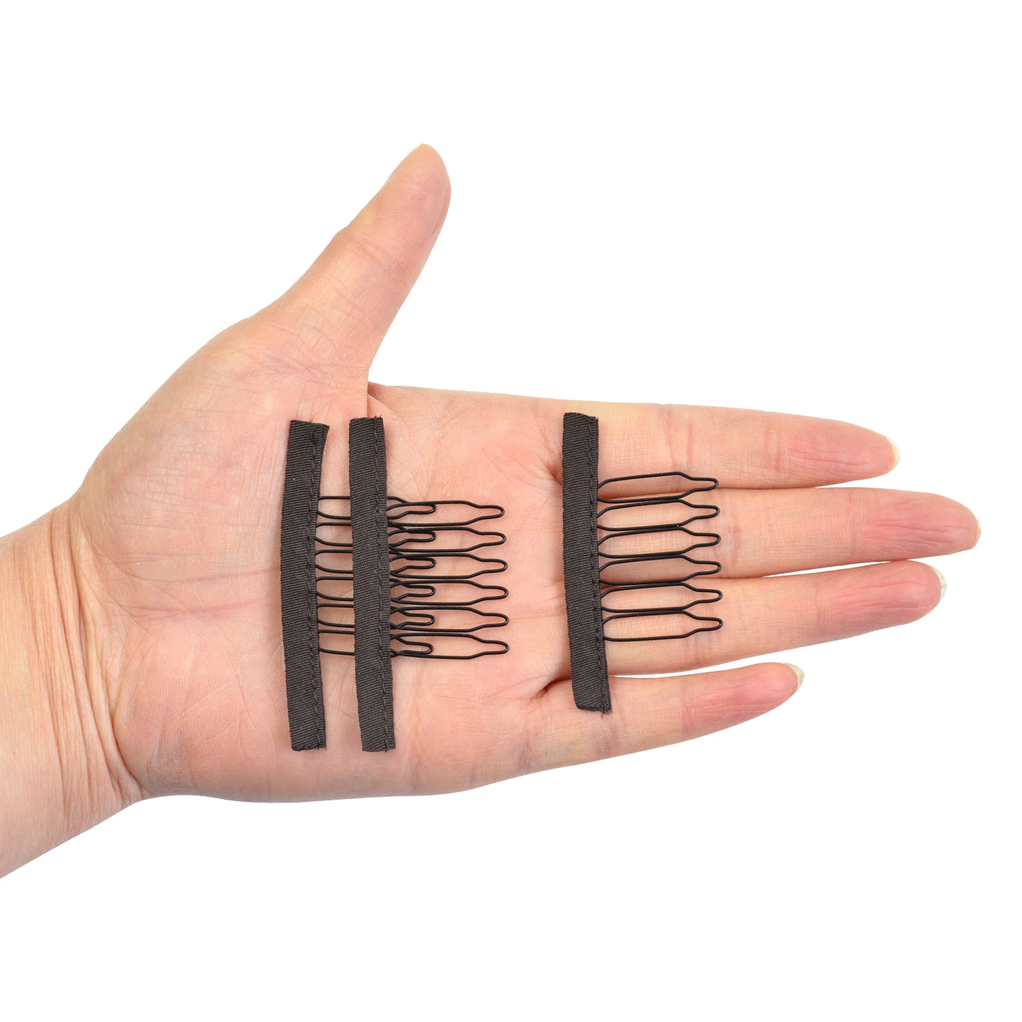 12 Pcs Lace Wig Clips 6-Teeth Steel Teeth Wig Accessories Tools with Cloth Wig Combs for Making Wig Caps