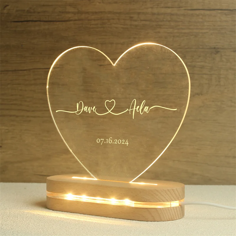 Custom Nightlight, Anniversary Gift, Personalized Acrylic Room Decoration Lamp, Gift for Couple,Gift for Her,Wedding Gift