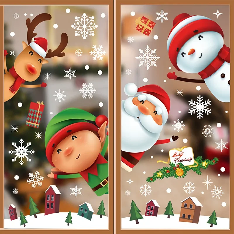 

Christmas snowman self-adhesive wallpaper glass door sticker poster bedroom stickers Christmas window sticker