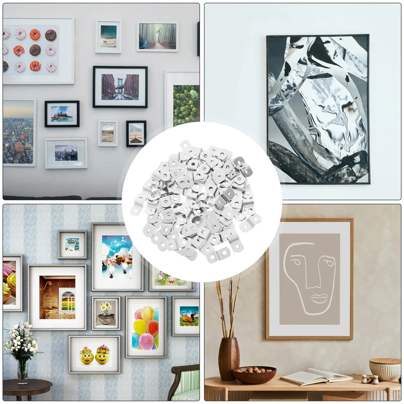 

120Pcs Angle Brackets Z Clips Fixed Connectors Photo Frame Mirror Cabinet Fasteners Offset Canvas Table Brackets