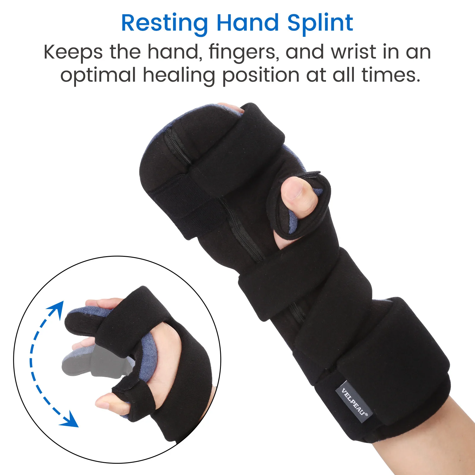 VELPEAU Wrist Splint Orthosis for Stroke Finger, Arthritis and Carpal Tunnel Pain Wrist Brace Immobilizer for Sleeping