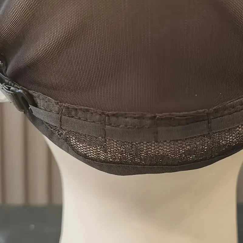 1 touca de peruca marrom sem renda ajustável com padrão floral complexo - base de peruca de nylon unissex, ajuste seguro, confortável e respirável de