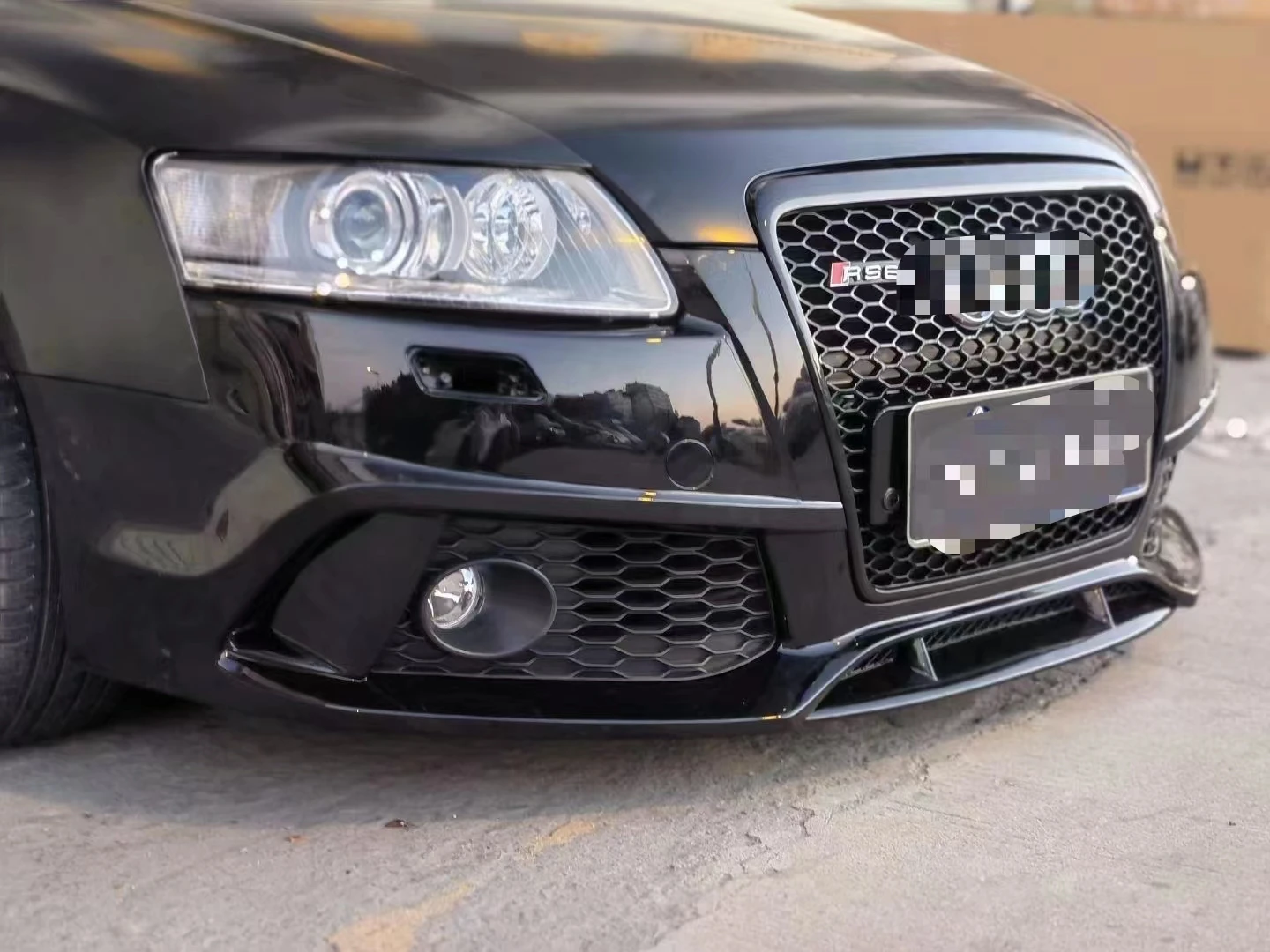 Suitable for 05/11  A6L modified RS6 surround honeycomb mesh side skirt with front shovel C6 front bumper and rear lip