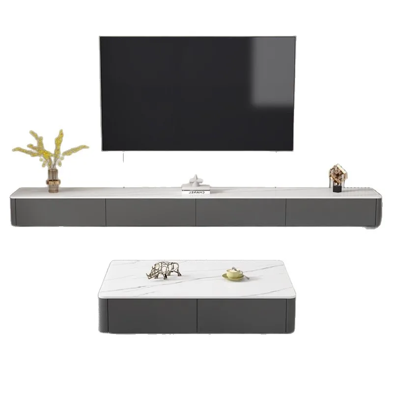 

Rock slab TV cabinet coffee table combination set, small apartment simple light luxury storage cabinet