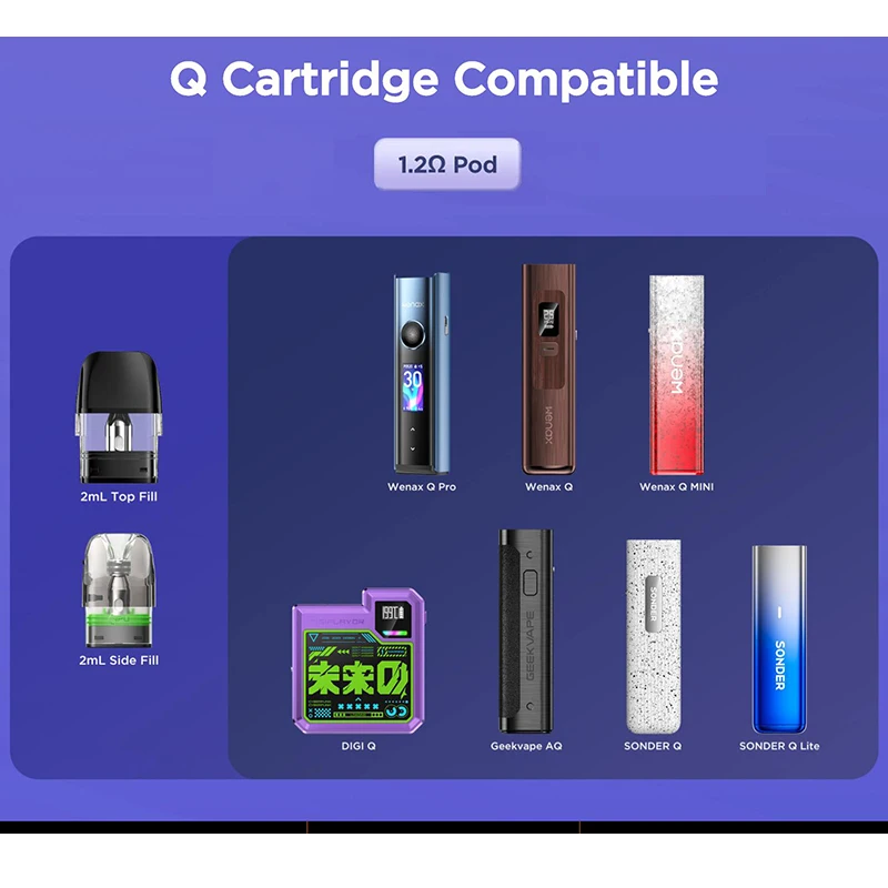 3-12 قطعة خرطوشة GeekVape Q Pod الأصلية 2 مللي ملء علوي 0.6/0.8/1.2ohm & 3 مللي 0.4ohm ملء جانبي لـ Sonder Q/Wenax Q Pro/Sonder Q2