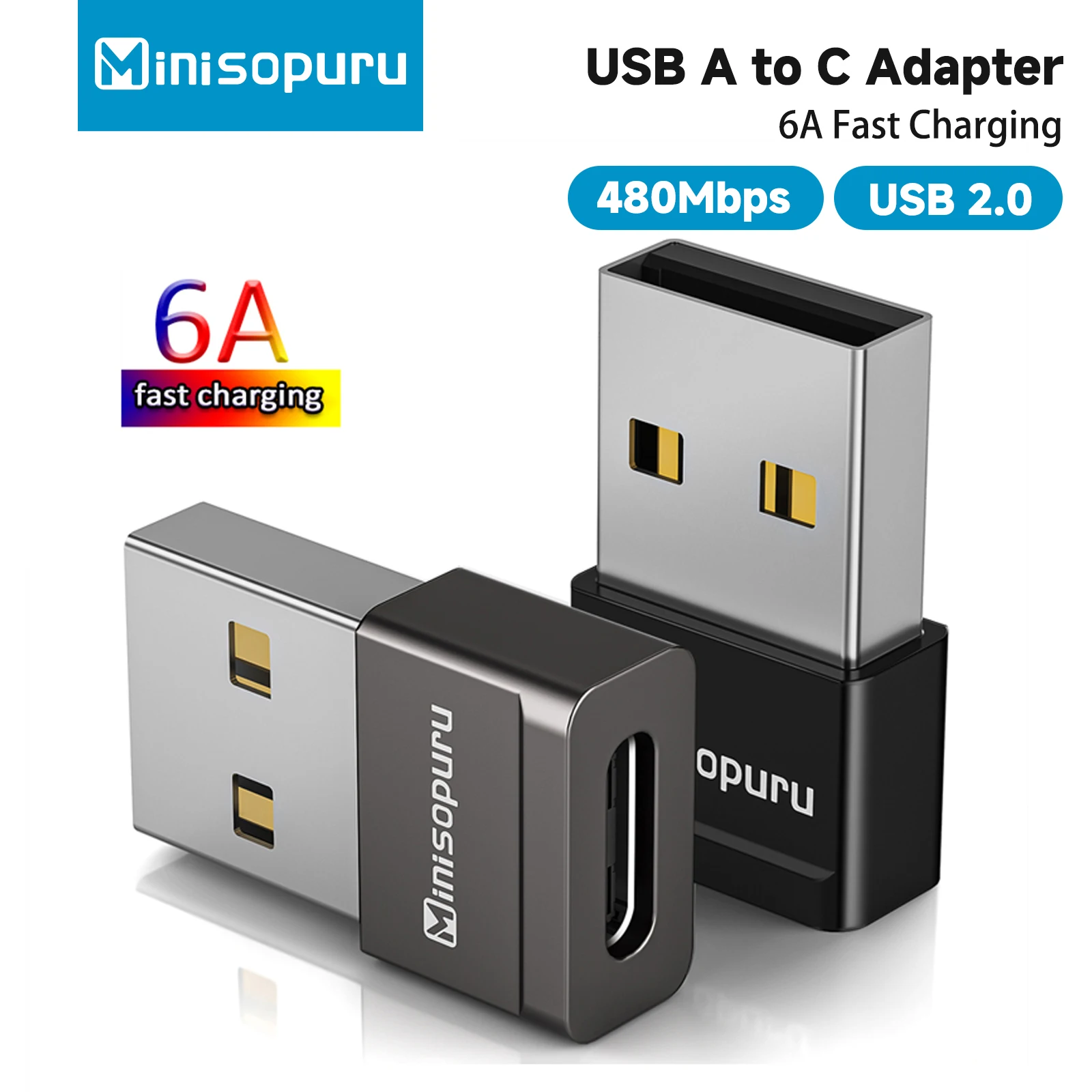 

Minisopuru 6A USB-адаптер типа C «мама» на USB-разъем «папа» для зарядного устройства для ноутбука iPad Xiaomi Samsung Phone USB-адаптер OTG