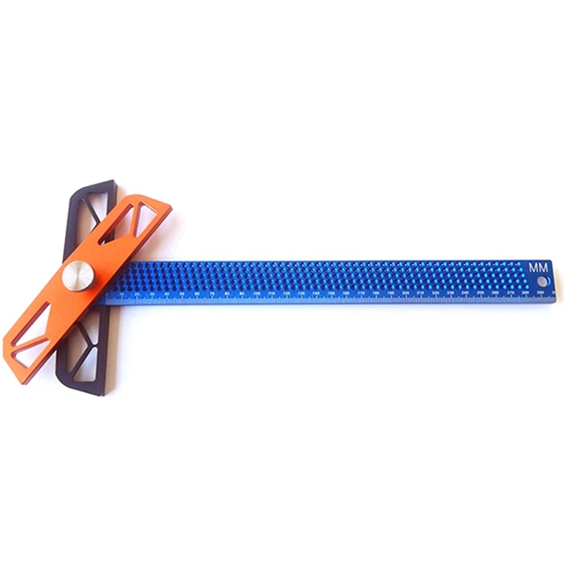 

300Mm Woodworking Line Drawing Ruler Multifunctional Angle Ruler Aluminum Alloy Hole Ruler Woodworking Measuring Tool