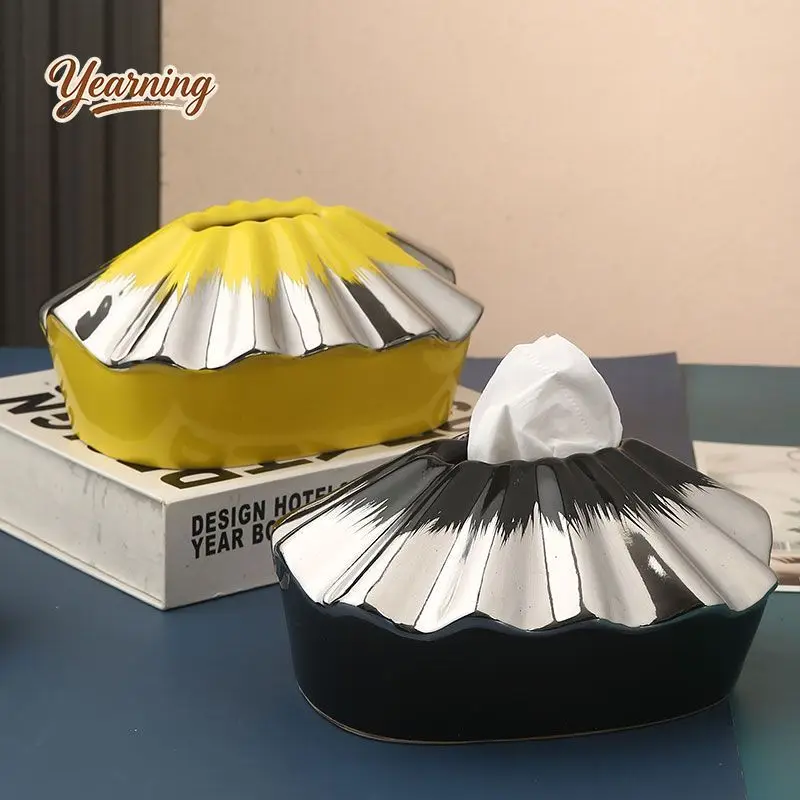 

Ceramic Wave Bag Tissue Box | Luxury Creative Holder for Living Room Coffee Table Modern Home Decor