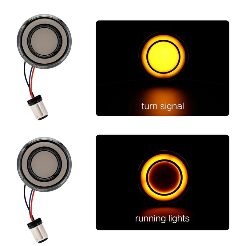 1Pair 1157 Bullet-Style Smoked LED Turn Signal Light for Sportster XL883 X48 1200 Dyna Steering Lamp