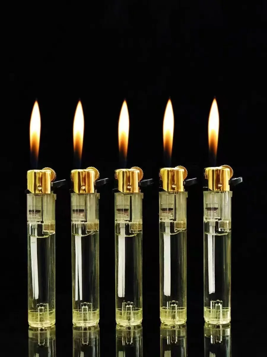 5 قطع جديدة شفافة الرجعية الصوان بكرة البلاستيك القابل للتصرف ضئيلة مفتوحة لهب ولاعة منزلية #6