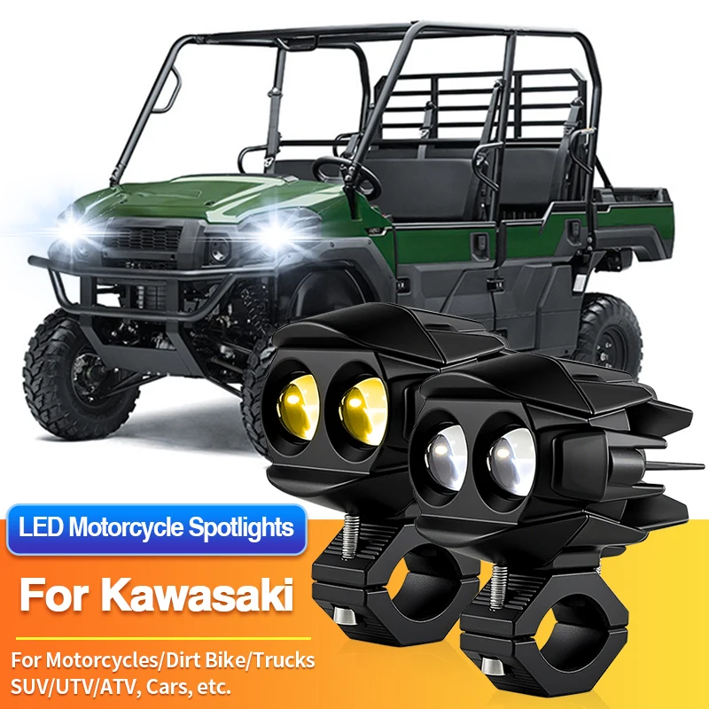 

1 Set LED Motorcycles Headlight 2-Color Fog Light Spotlight for Kawasaki Mule PROMX/SX/Ninja 400 650 1000SX H2 H2R/ZX6R ZX10R