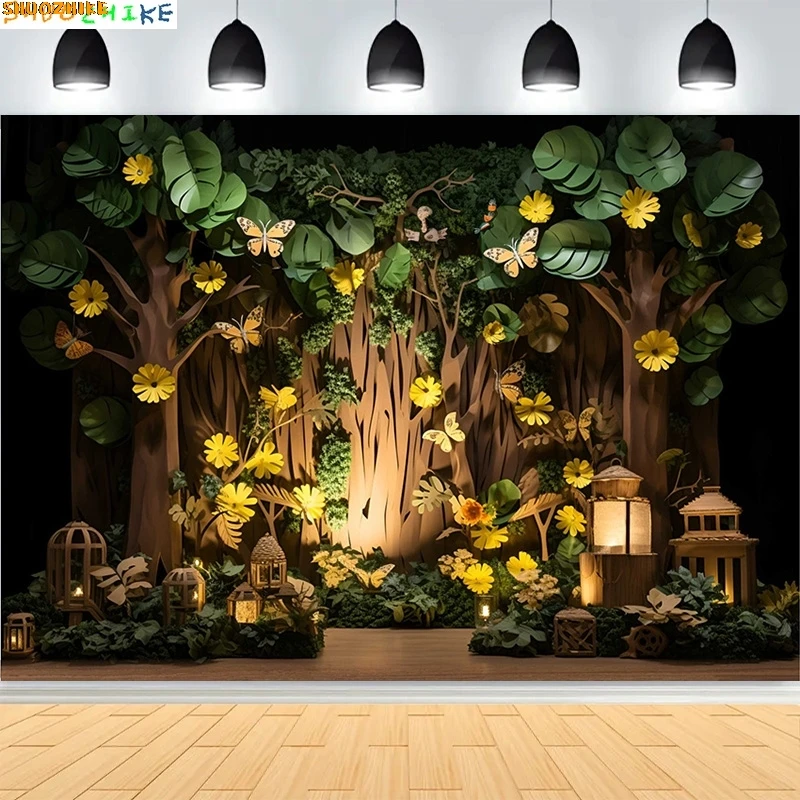 

Rustic Woodland Cabin Birthday Party Photography Backdrops Prop Indoor Garden Cafe Bookshelf Decor Photo Studio Background JS01